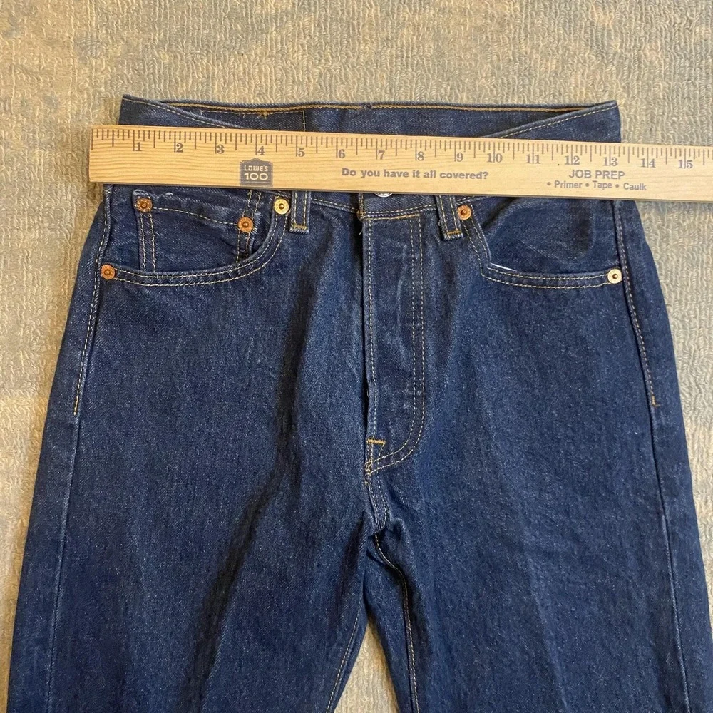Levis 501 Jeans Mens 27x31 Blue Dark Wash Straight 100% Cotton Denim Pants READ*